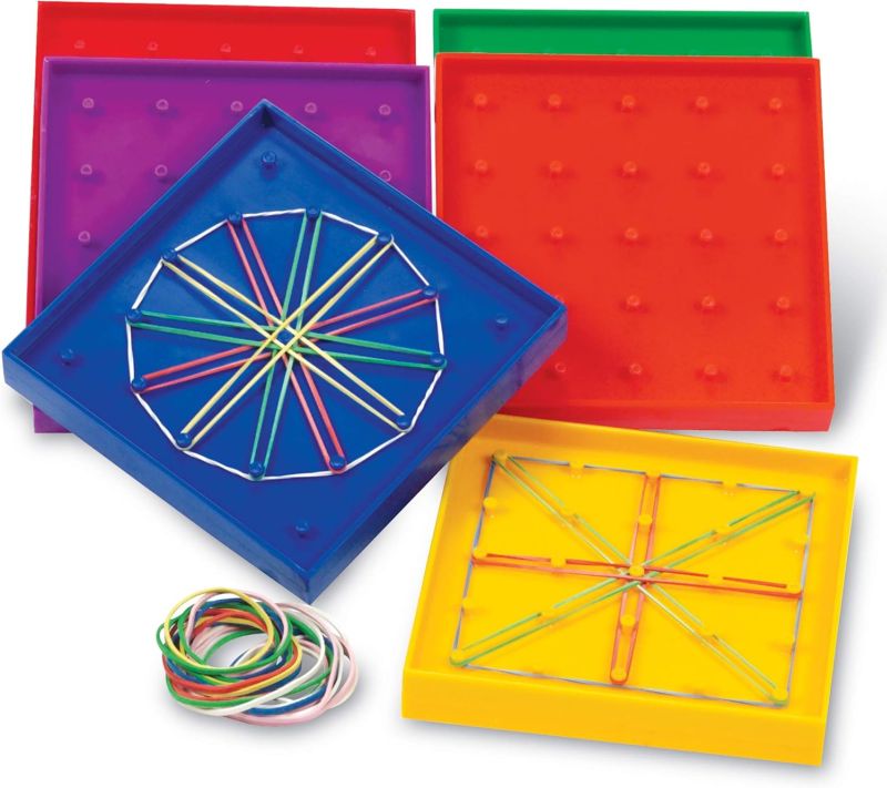 Double-sided geoboards with colorful rubberbands