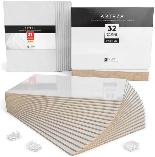 Arteza 9x12 dry erase lapboards, set of 32