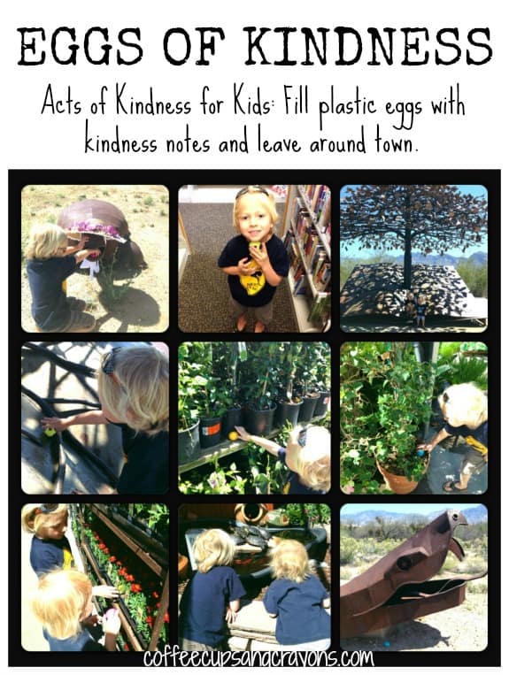 A montage of photos shows children hiding plastic eggs in various places.