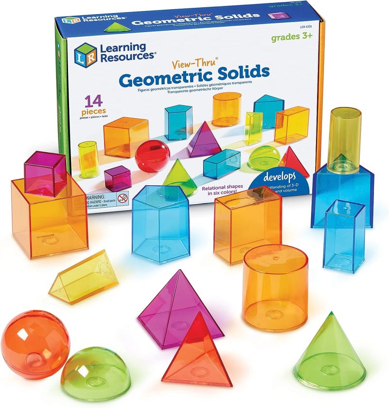 Colorful transparent plastic geometric shapes block