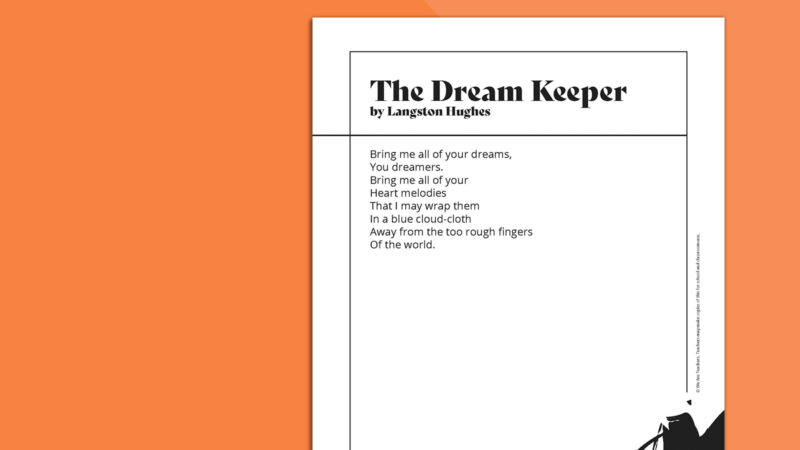 Langston Hughes Poem The Dream Keeper on orange background.