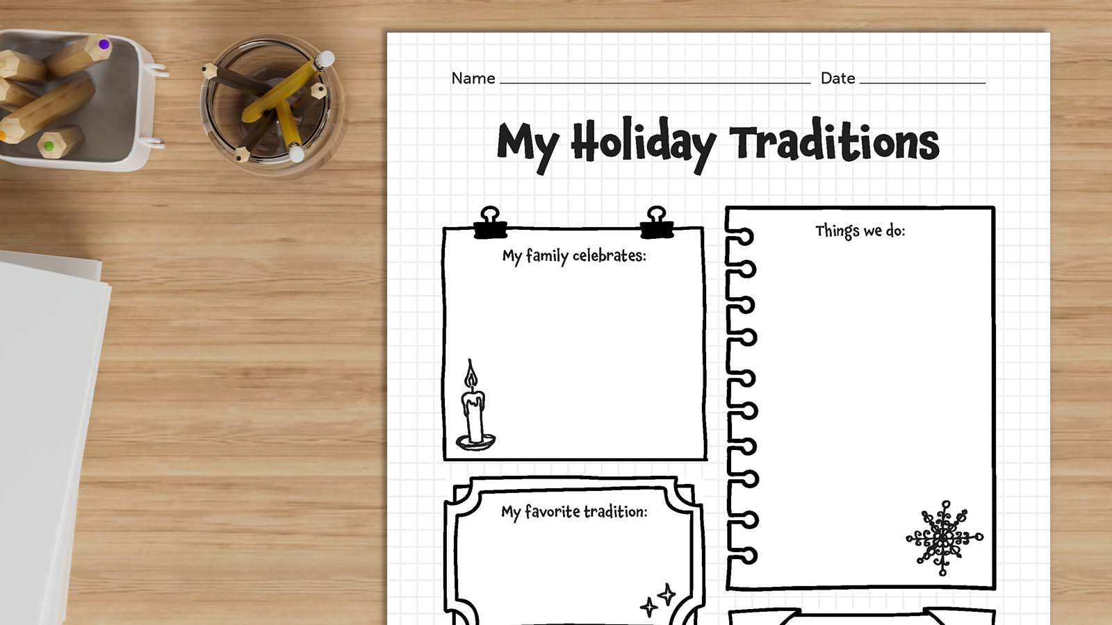 My Holiday Traditions Worksheet