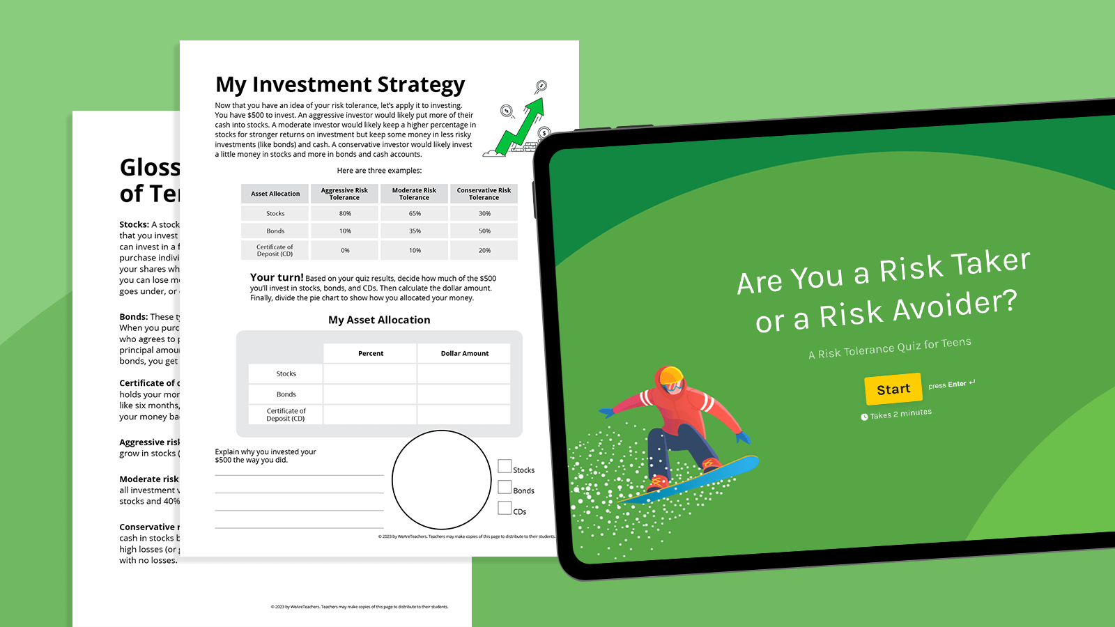 Screen shot of risk tolerance quiz