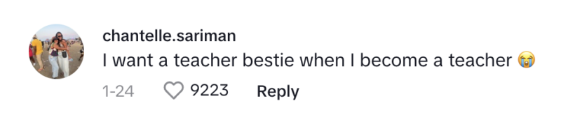 Comment on TikTok about Australian teachers