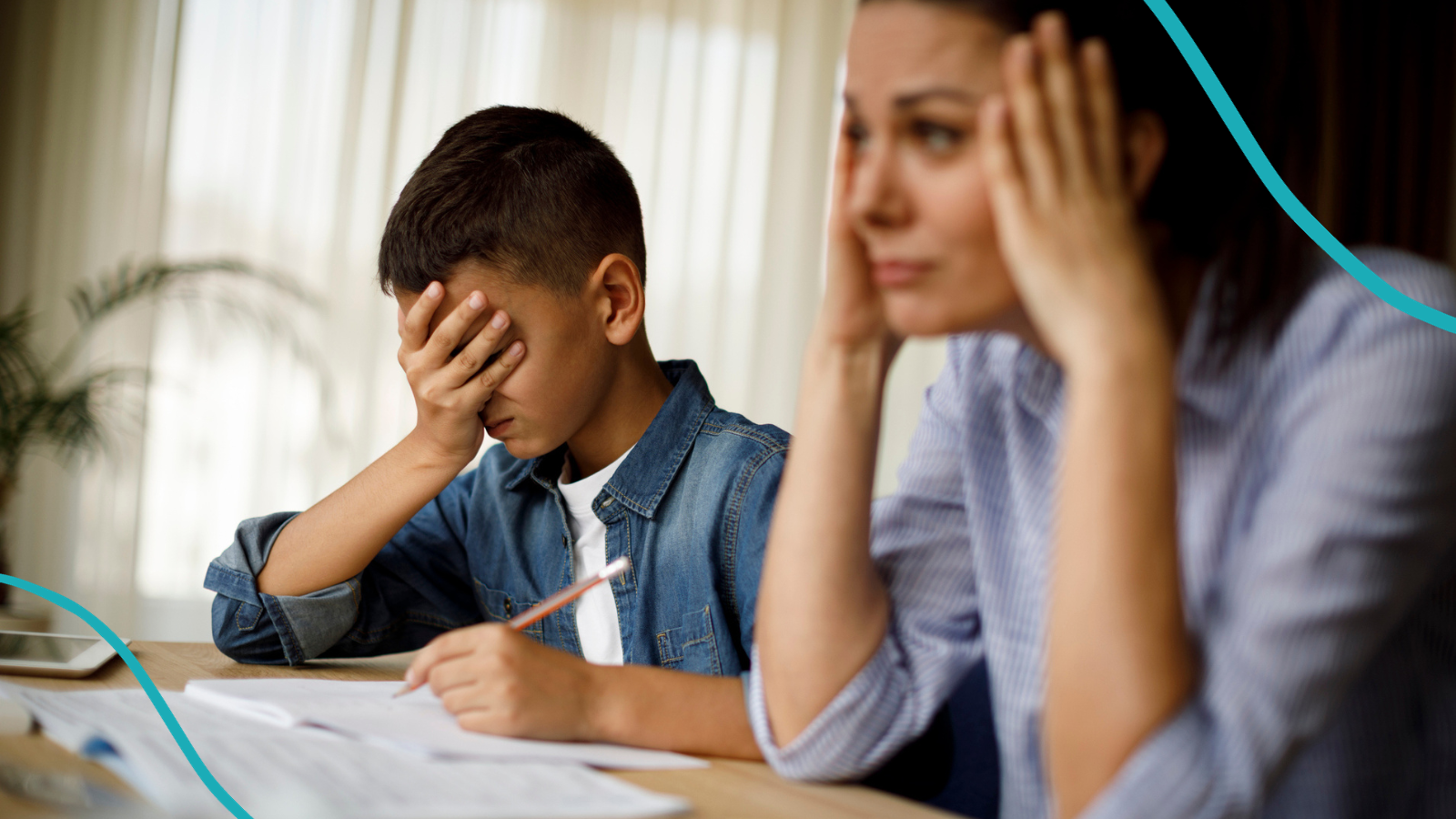 Photo of mom telling child that she's bad at math