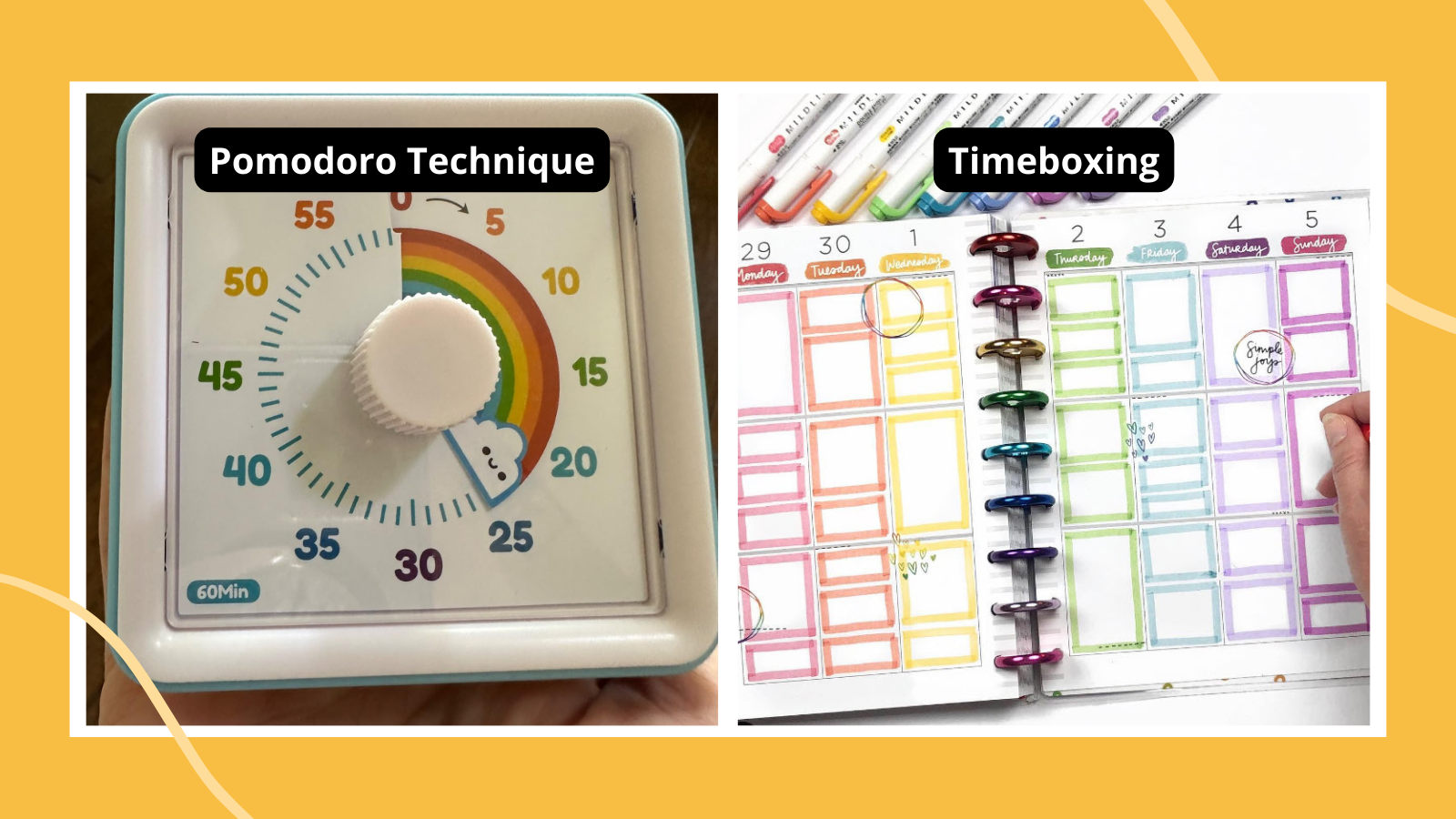 Time Management Strategies including Pomodoro technique and timeboxing